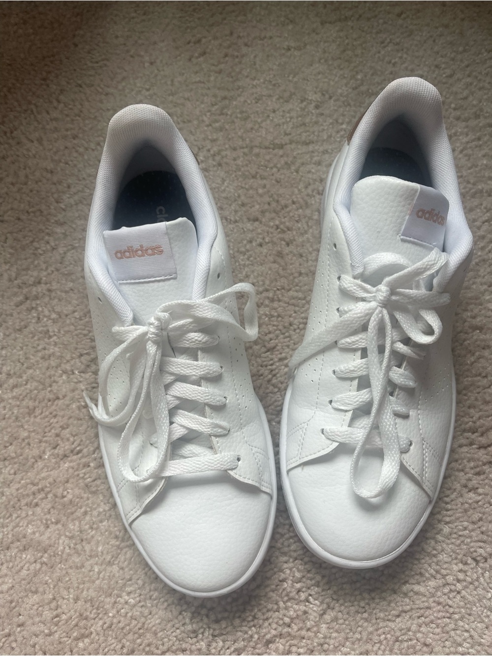 adidas White Women's Low-Top Sneakers with Subtle Rose Gold Logo
